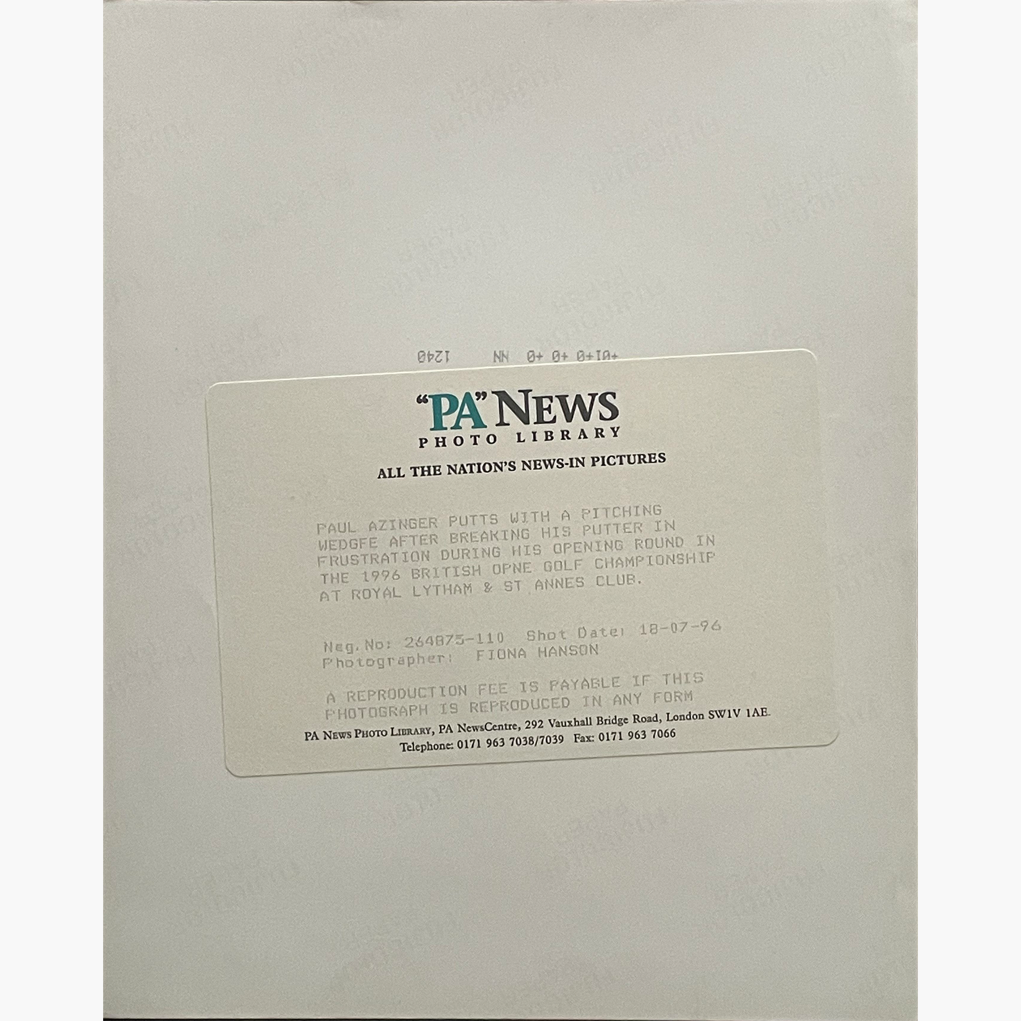 Paul Azinger - Signed 25.5cm x 20.5cm Colour Press Photo