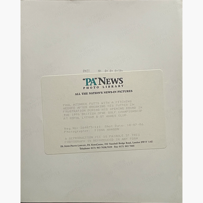 Paul Azinger - Signed 25.5cm x 20.5cm Colour Press Photo