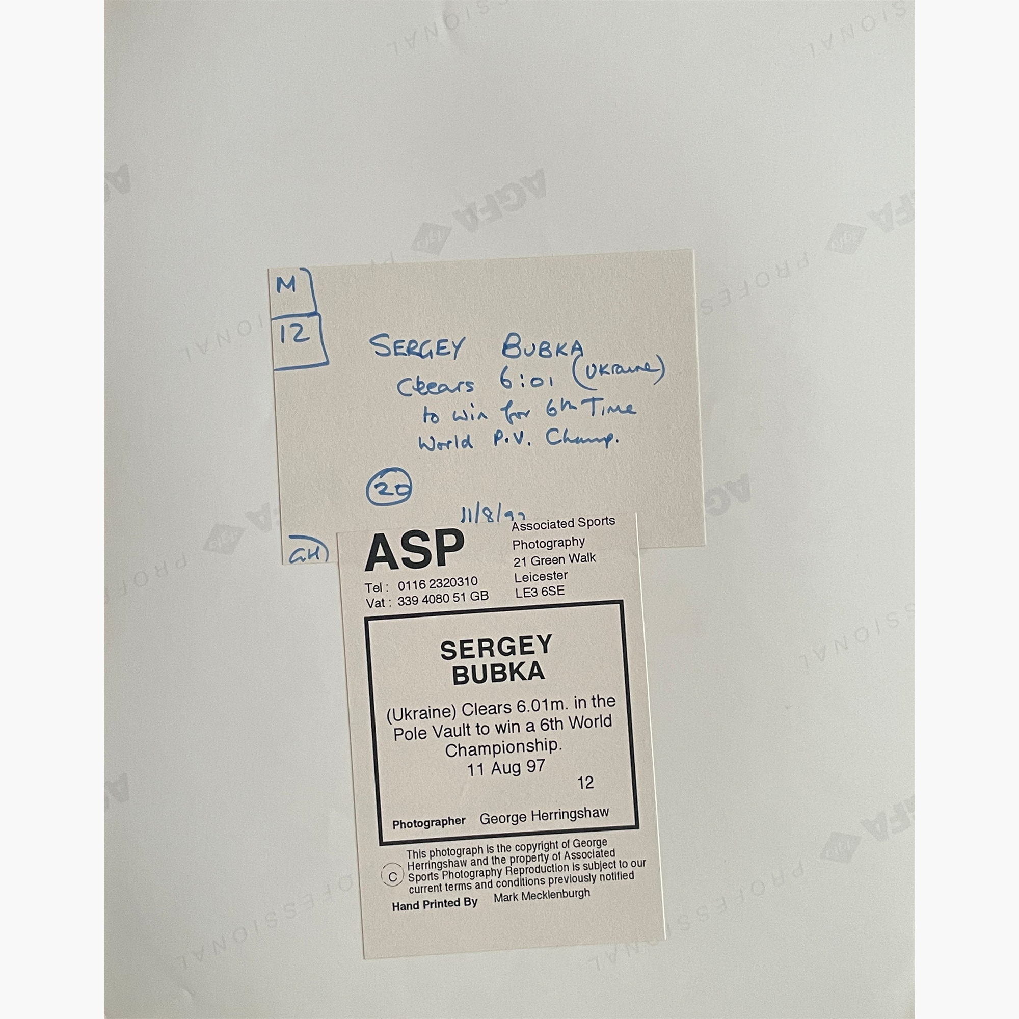 Sergey Bubka – Signed 25.3cm x 20.2cm Colour Action Press Photo