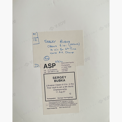 Sergey Bubka – Signed 25.3cm x 20.2cm Colour Action Press Photo