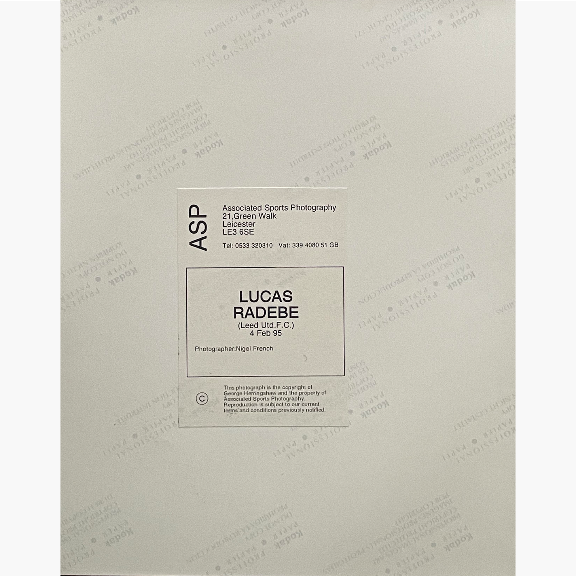 Lucas Radebe – Signed 25.5cm x 18cm Colour Action Press Photo