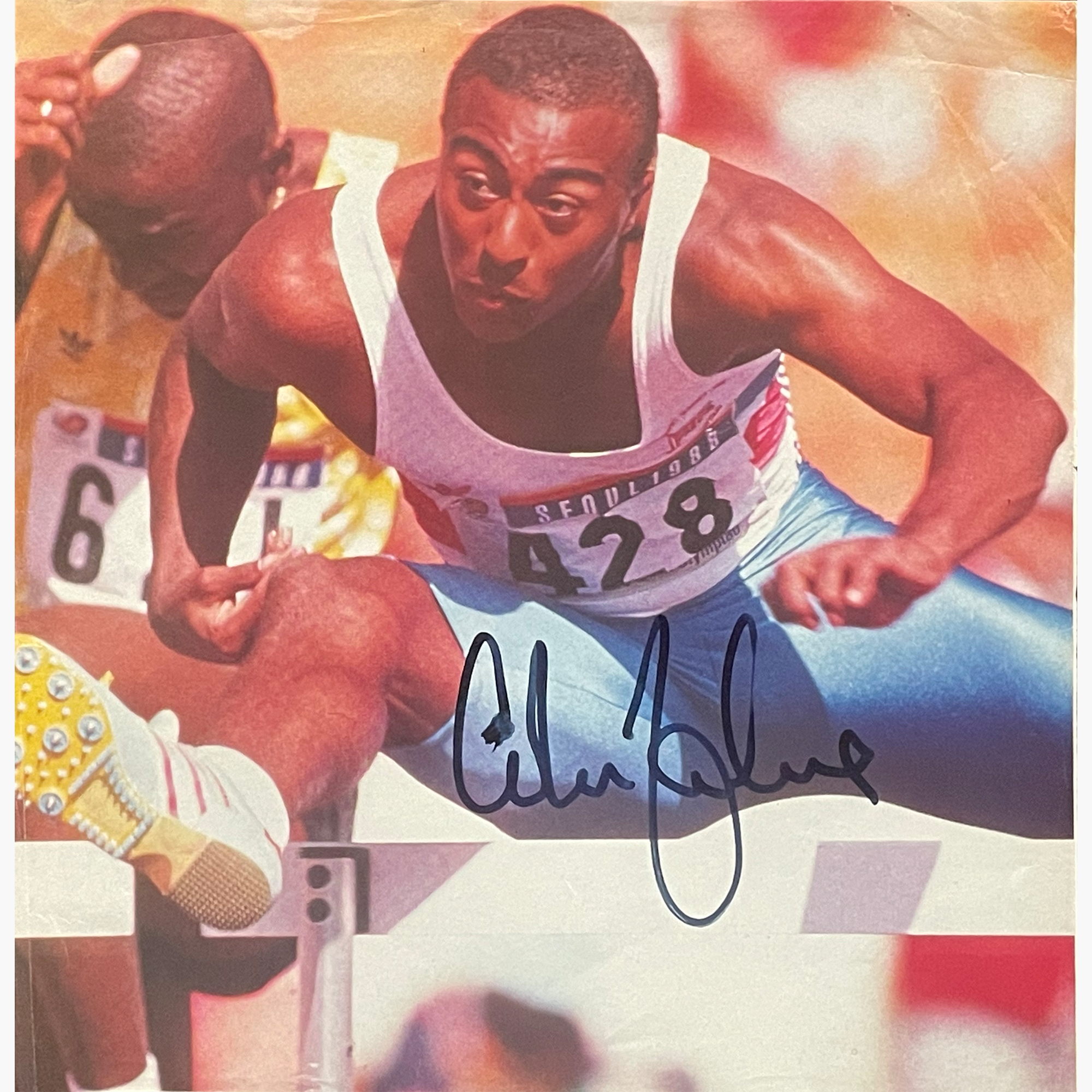 Colin Jackson – Signed 21.5cm x 20.7cm Colour Action Magazine Picture