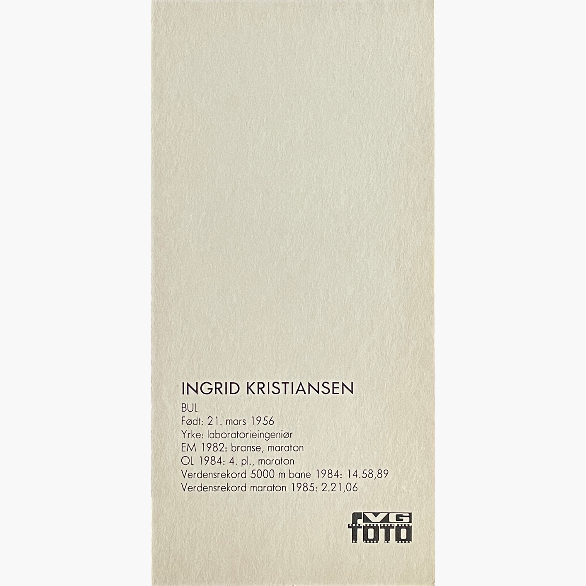 Ingrid Kristiansen – Signed 20cm x 9.7cm Official 'Sportsredaksjonen' Sponsor Card