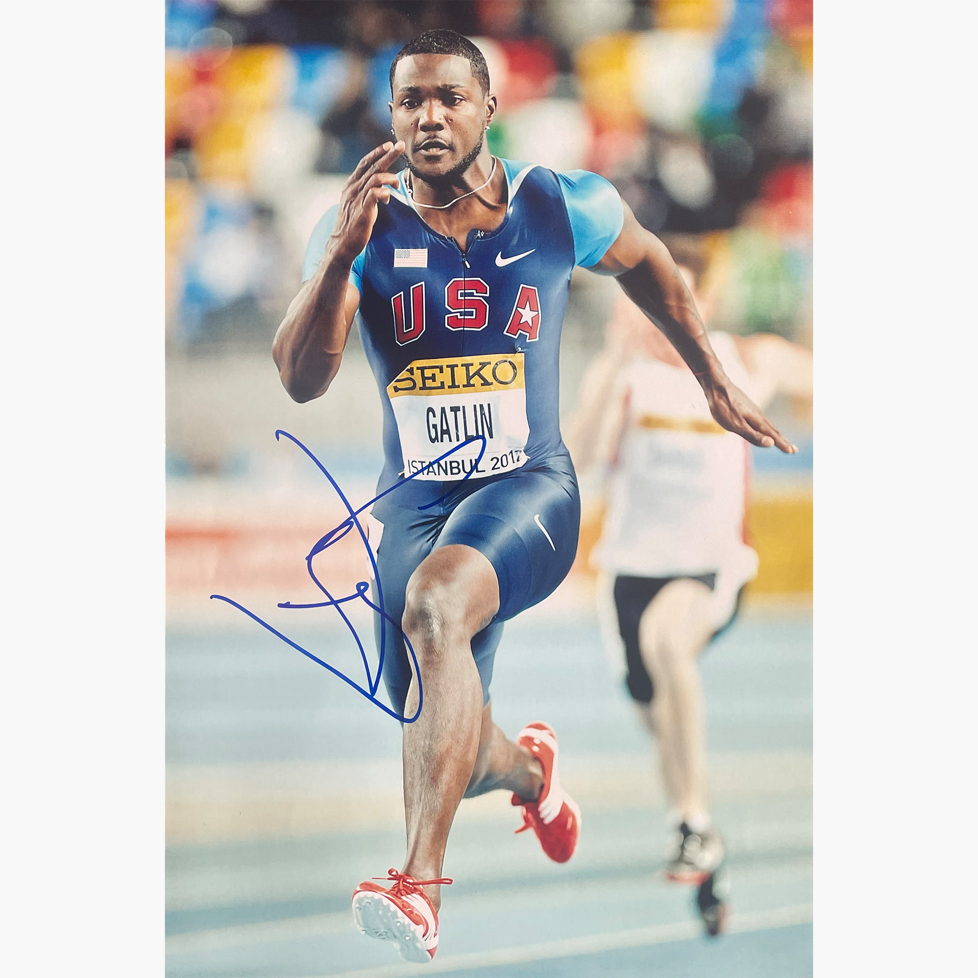 Justin Gatlin – Signed 30cm x 20cm Colour Photo
