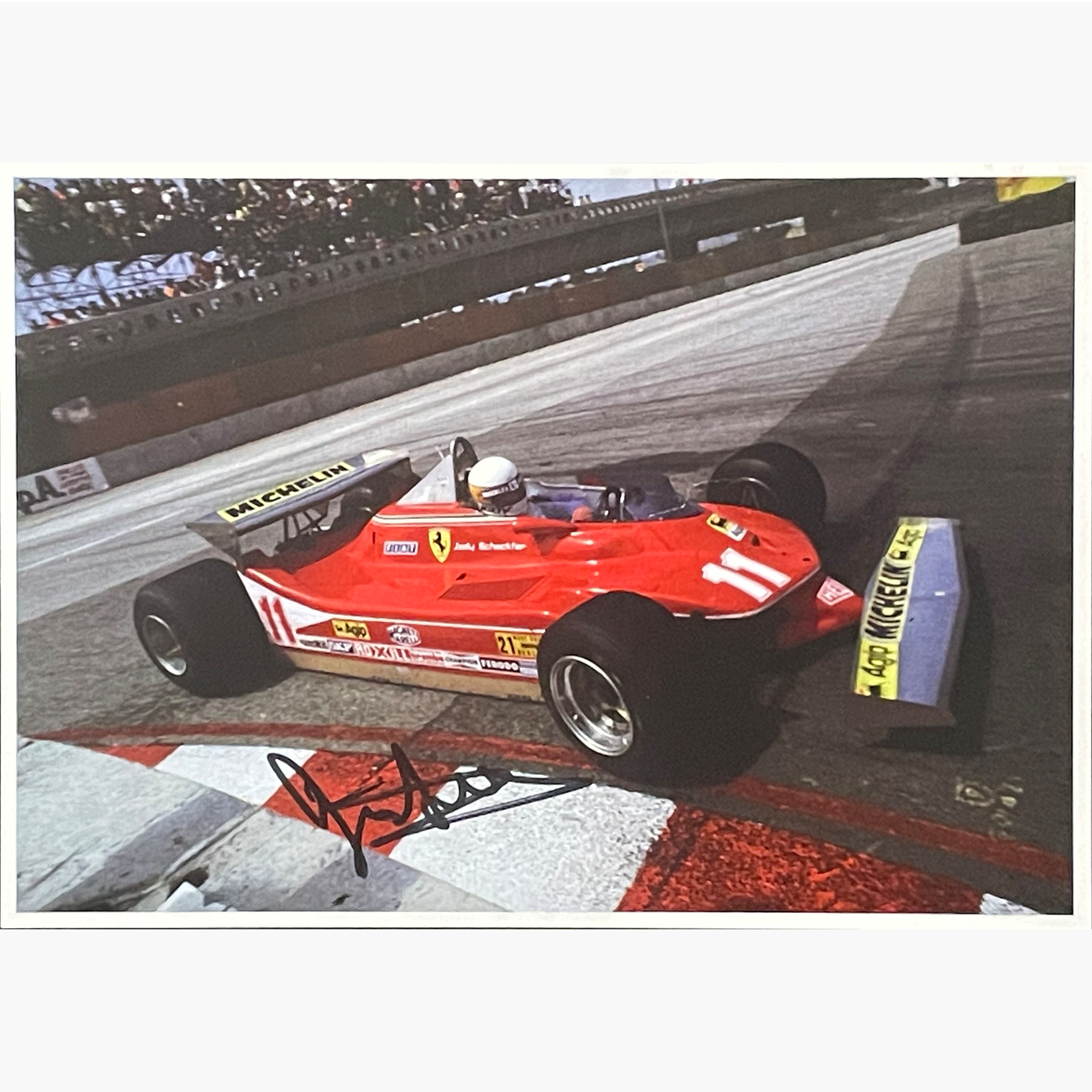 Jody Scheckter – Signed 21.5cm x 15.2cm Colour Action Photo
