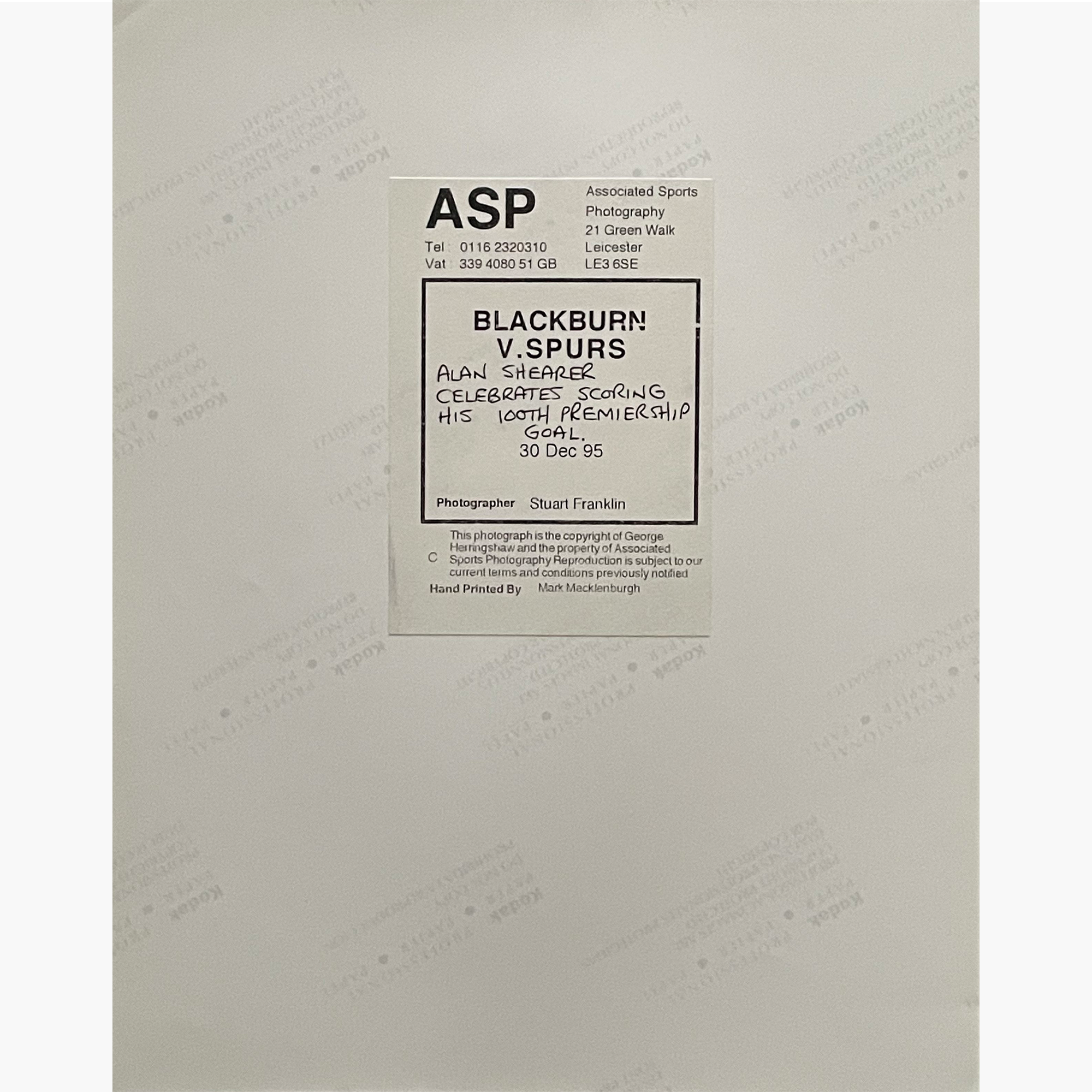 Alan Shearer – Signed 25.5cm x 20cm Colour Action Press Photo