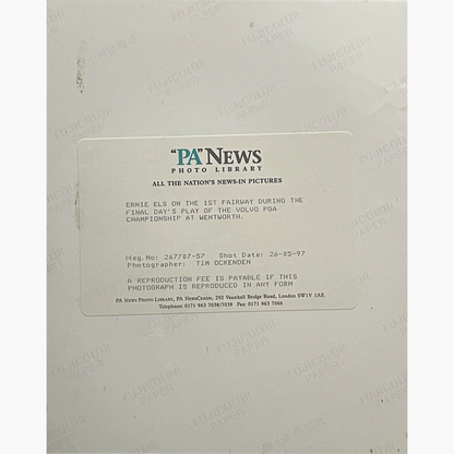 Ernie Els – Signed 25.5cm x 20cm Colour Action Press Photo