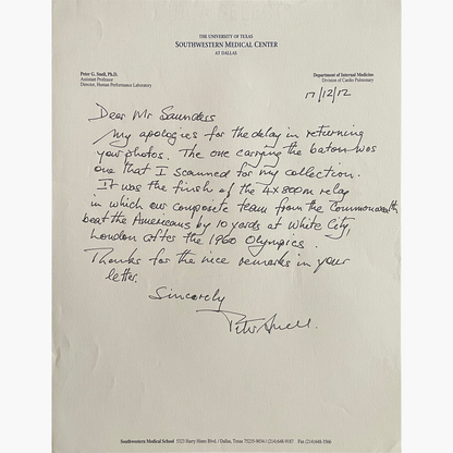 Peter Snell – Signed 25.3cm x 20.2cm Black & White Action Photo