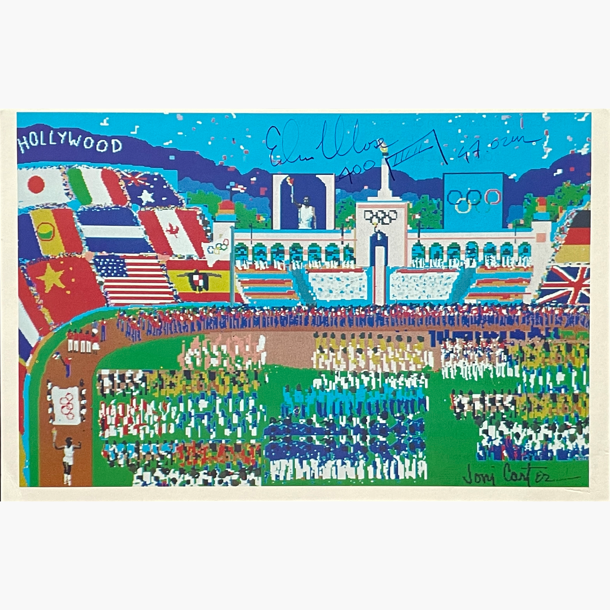 Ed Moses – Signed 21.6cm x 14cm 1984 Olympics Postcard