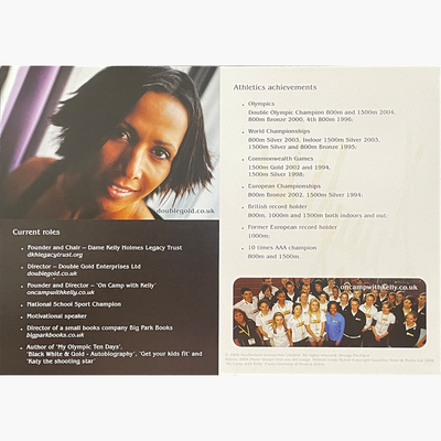 Kelly Holmes – Signed 21cm x 14.8cm Official 'Double Gold' Sponsor Card
