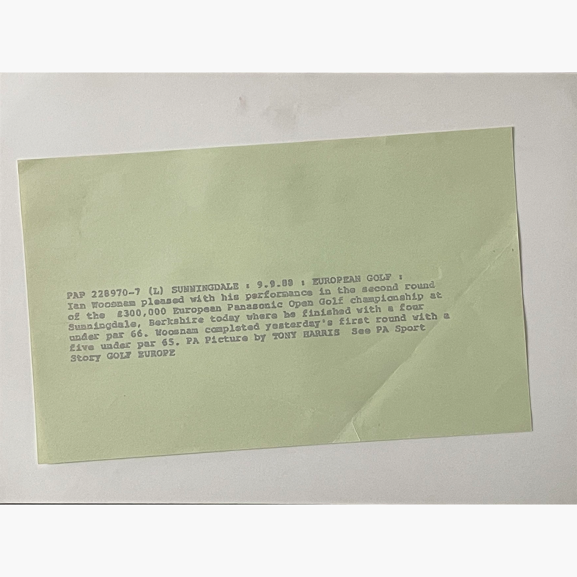 Ian Woosnam – Signed 24cm x 17.7cm Black & White Press Photo