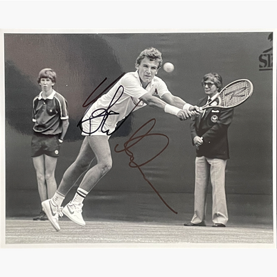 Mats Wilander - Signed 25.5cm x 20.5cm Black & White Action Press Photo