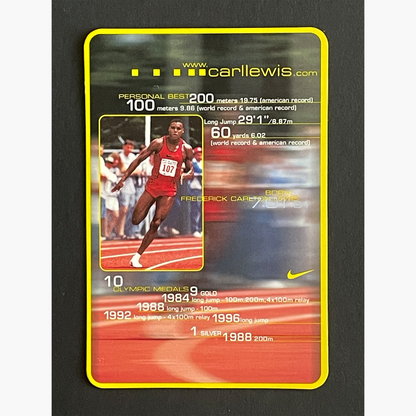 Carl Lewis – Signed 10.7cm x 7.2cm Official Nike Sponsor Card