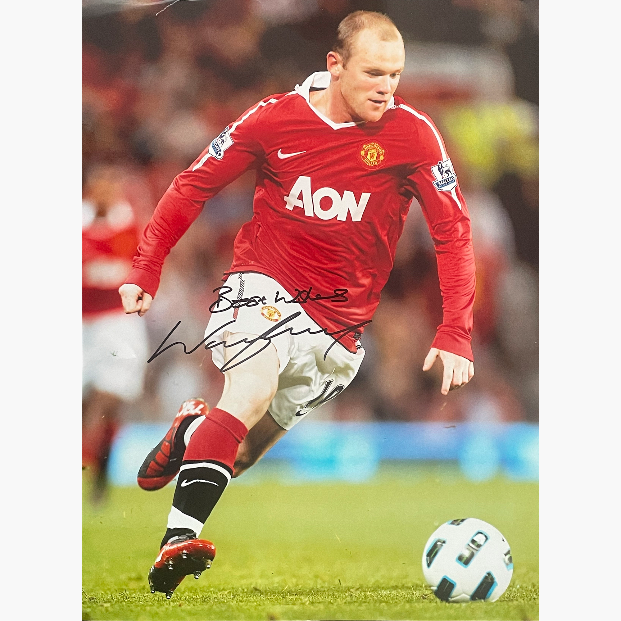 Wayne Rooney  – Signed 40.8cm x 30.5cm Colour Action Photo