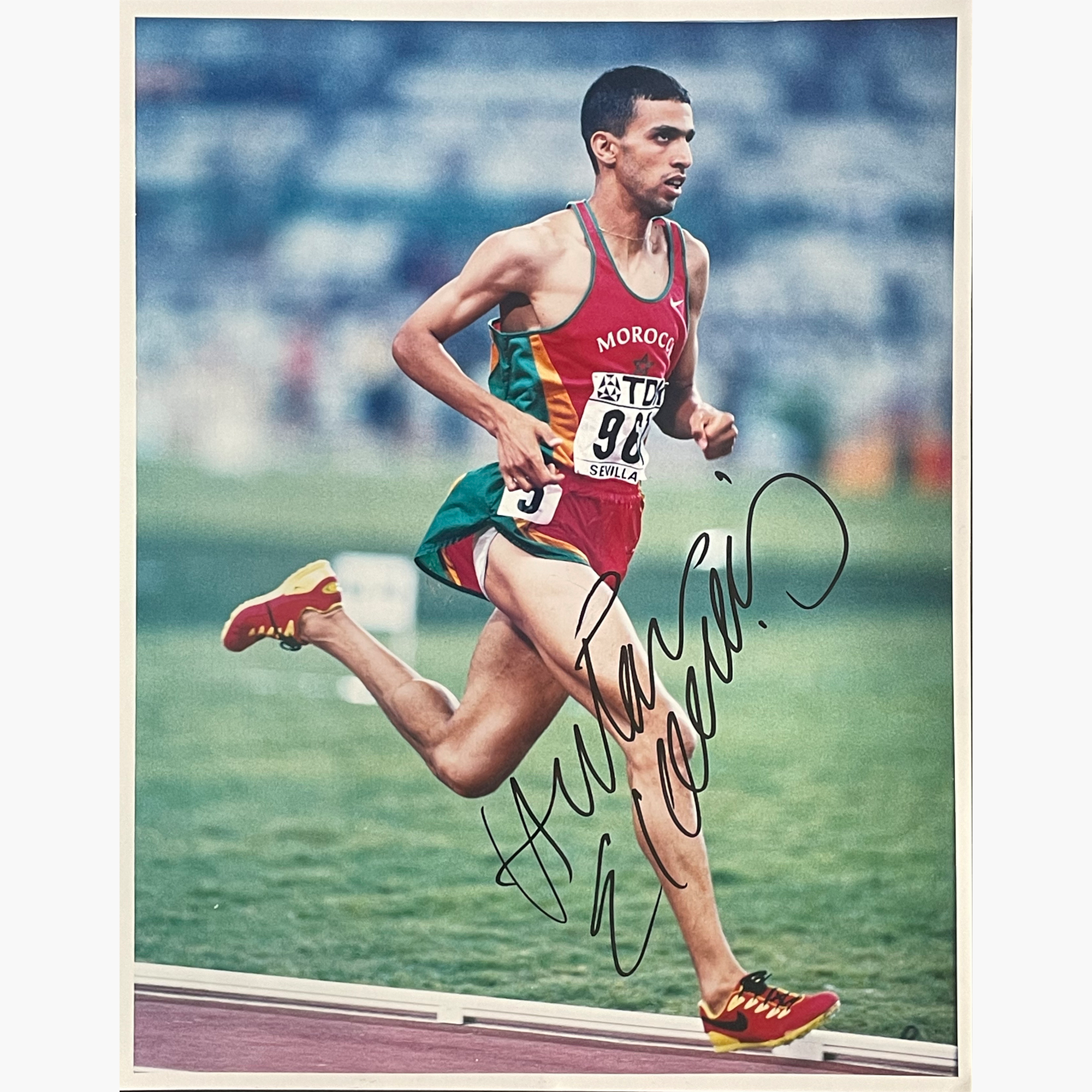 Hicham El Guerrouj – Signed 25.5cm x 20cm Colour Action Photo