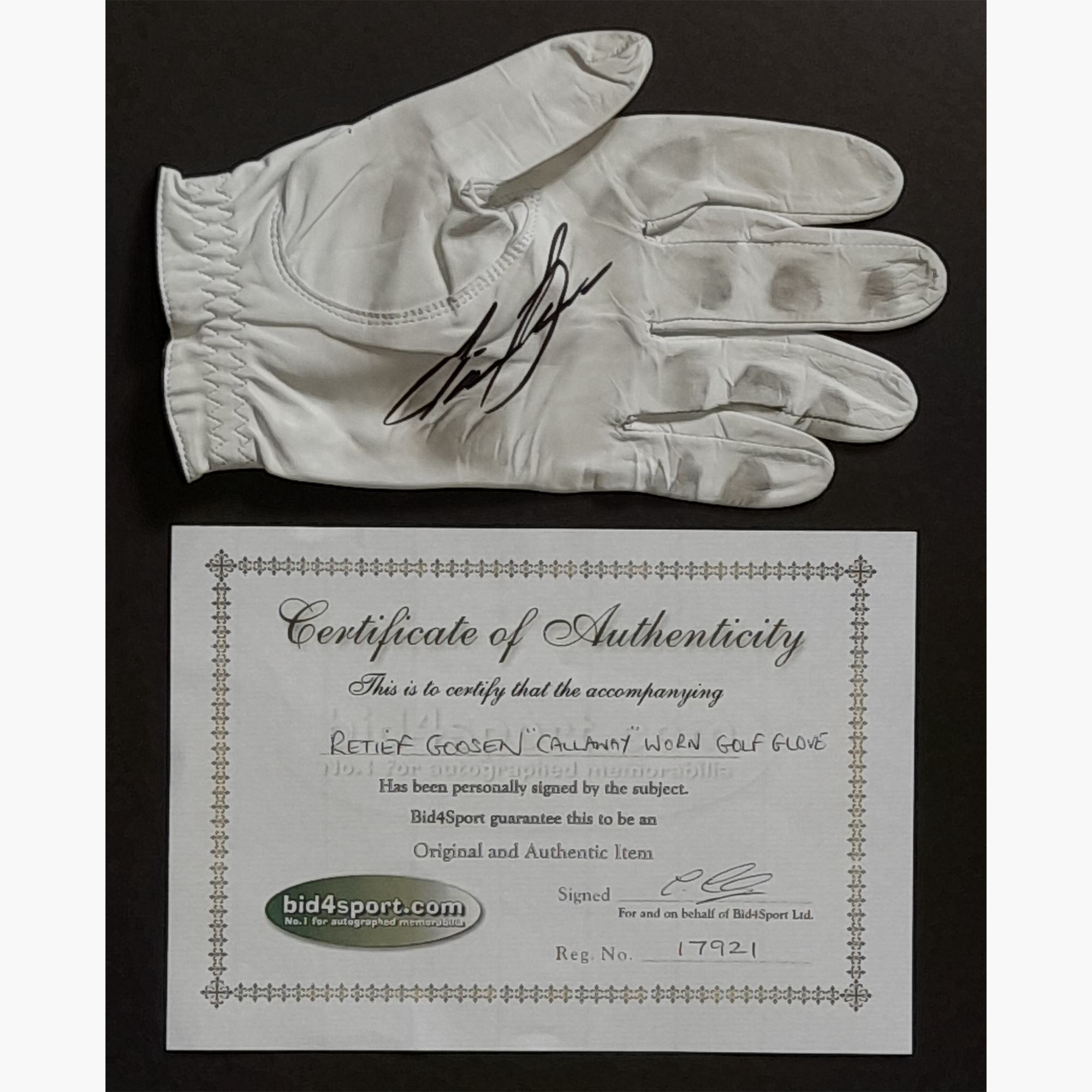 Retief Goosen - Signed Worn Gallaway Golf Glove