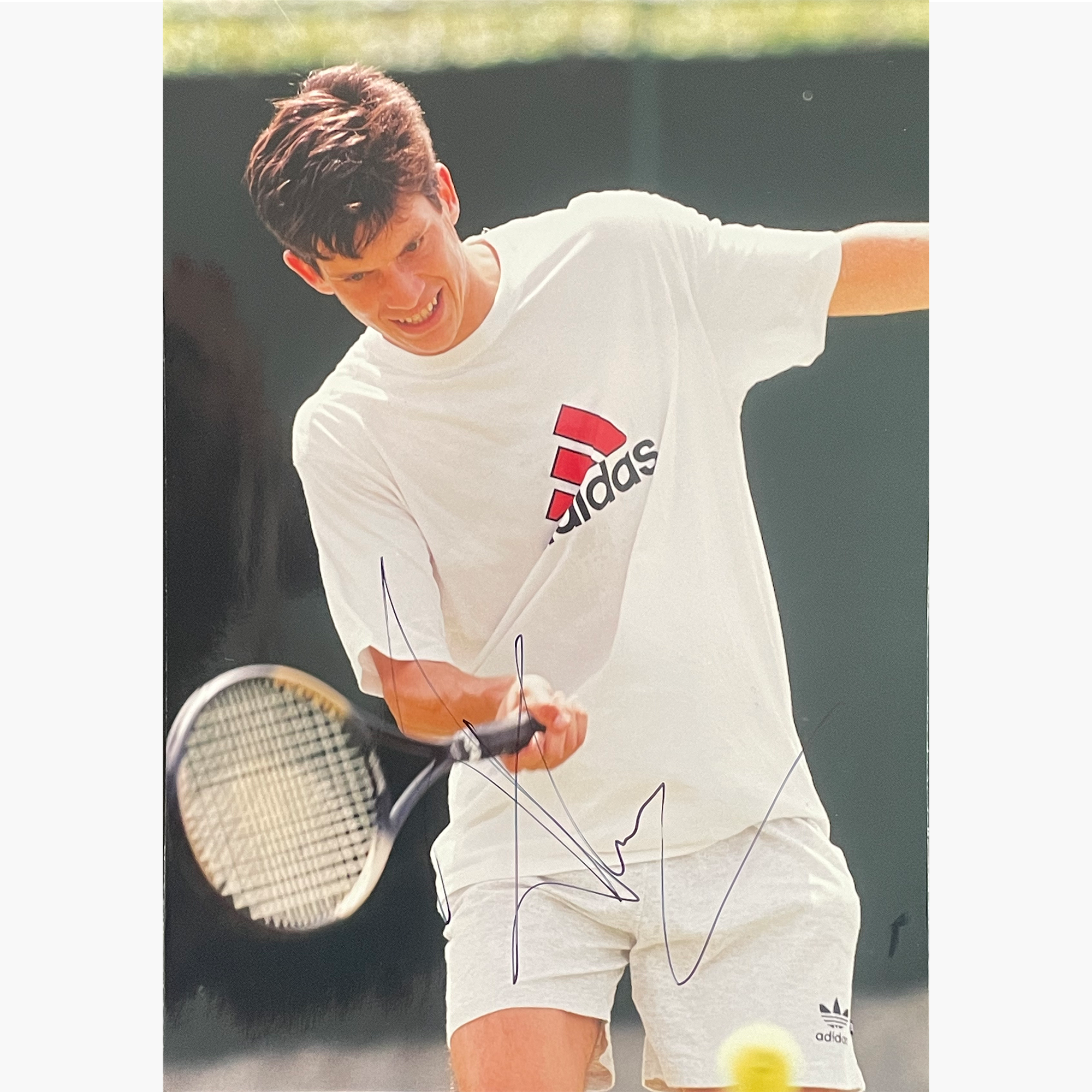 Tim Henman - Signed 25.5cm x 18cm Colour Action Press Photo