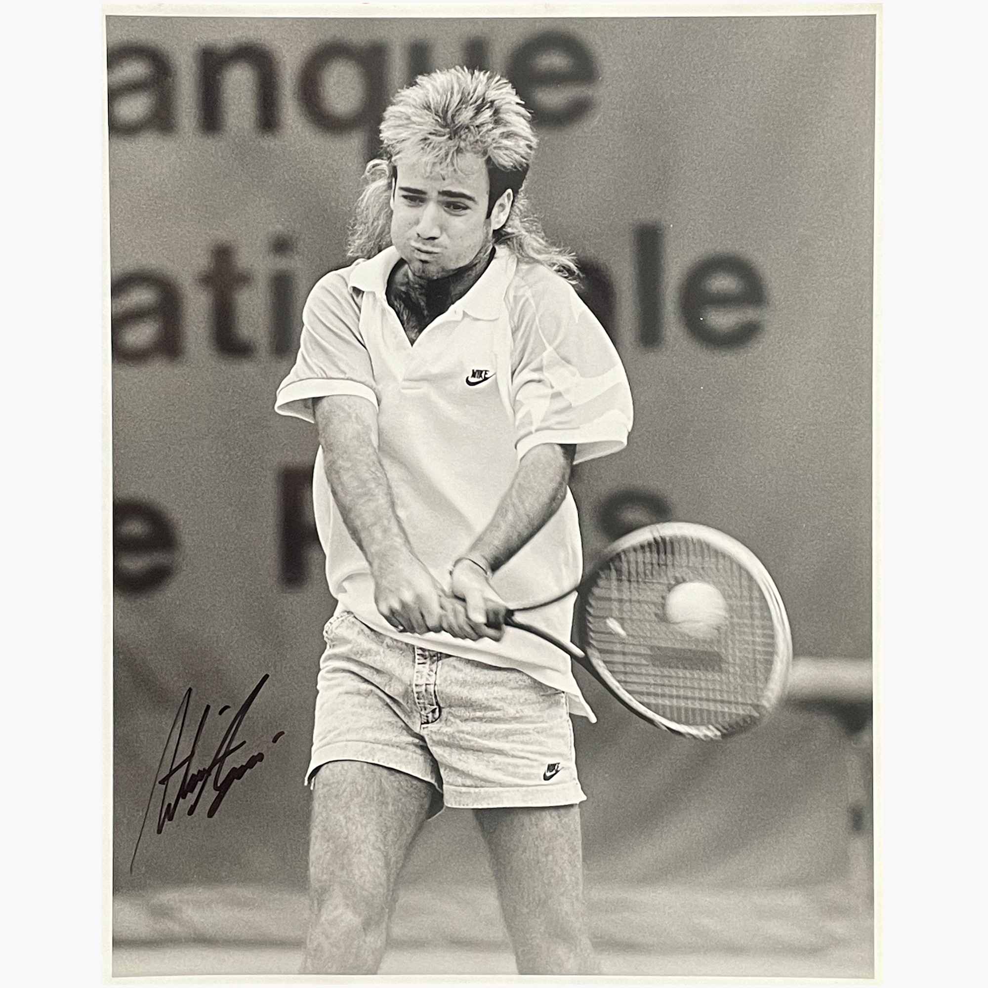 Andre Agassi – Signed 25.5cm x 20.5cm Black & White Action Press Photo