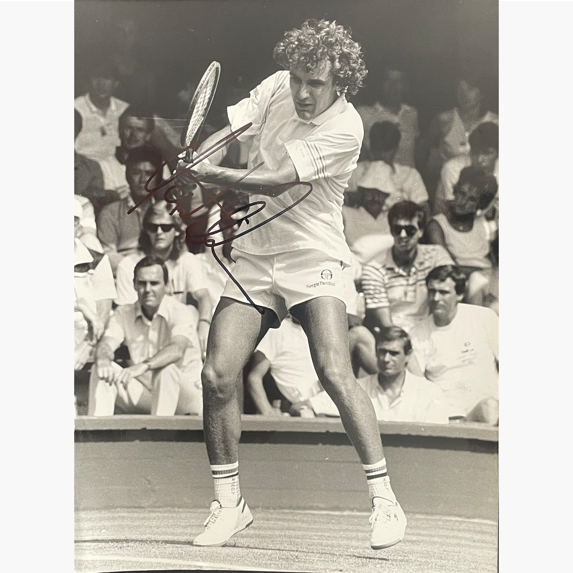 Mats Wilander - Signed 24cm x 18cm Black & White Action Press Photo