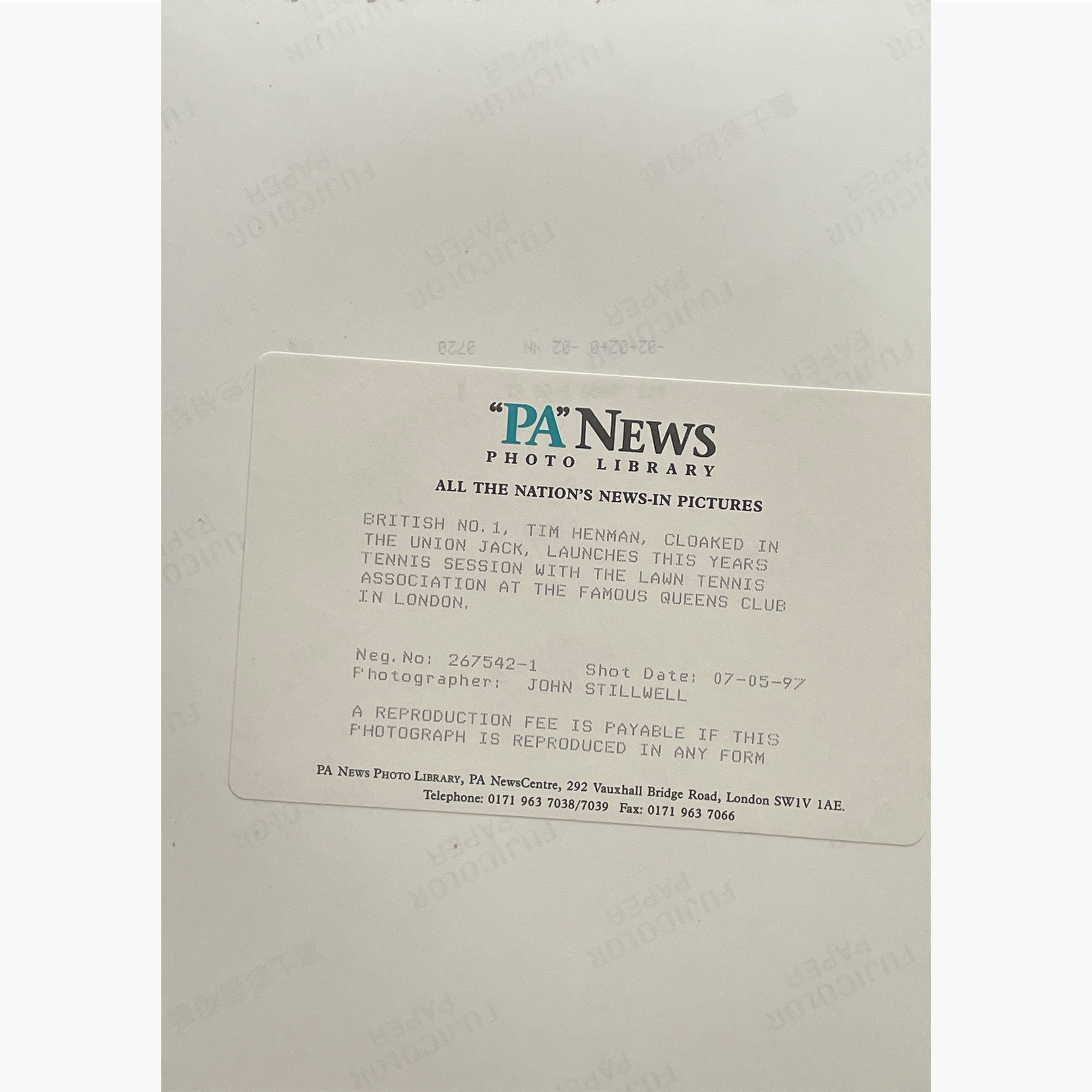 Tim Henman - Signed 24cm x 17.2cm Colour Press Photo