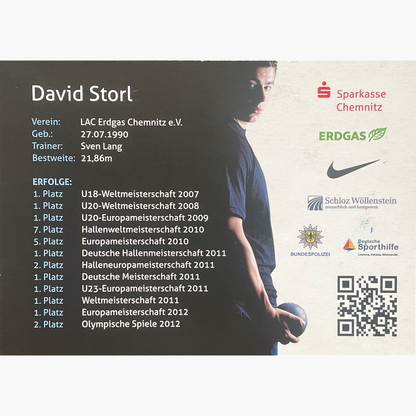 David Storl– Signed 14.6cm x 10.4cm Colour Photo Card