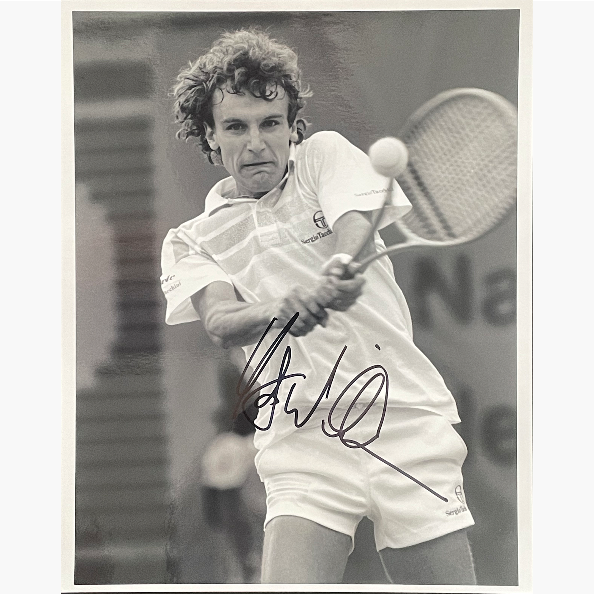 Mats Wilander - Signed 25.5cm x 20.5cm Black & White Action Press Photo