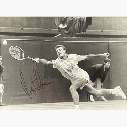Mats Wilander - Signed 24cm x 16.3cm Black & White Action Press Photo