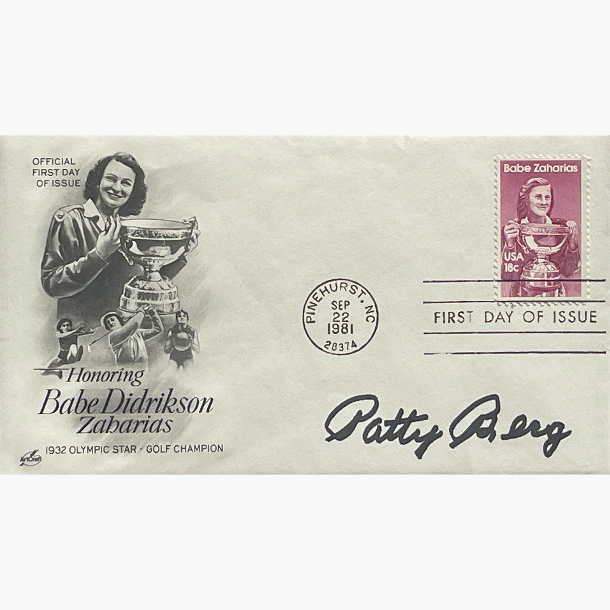 Patty Berg – Signed 1981 U.S. “Babe Didrikson Zaharias” First Day Cover