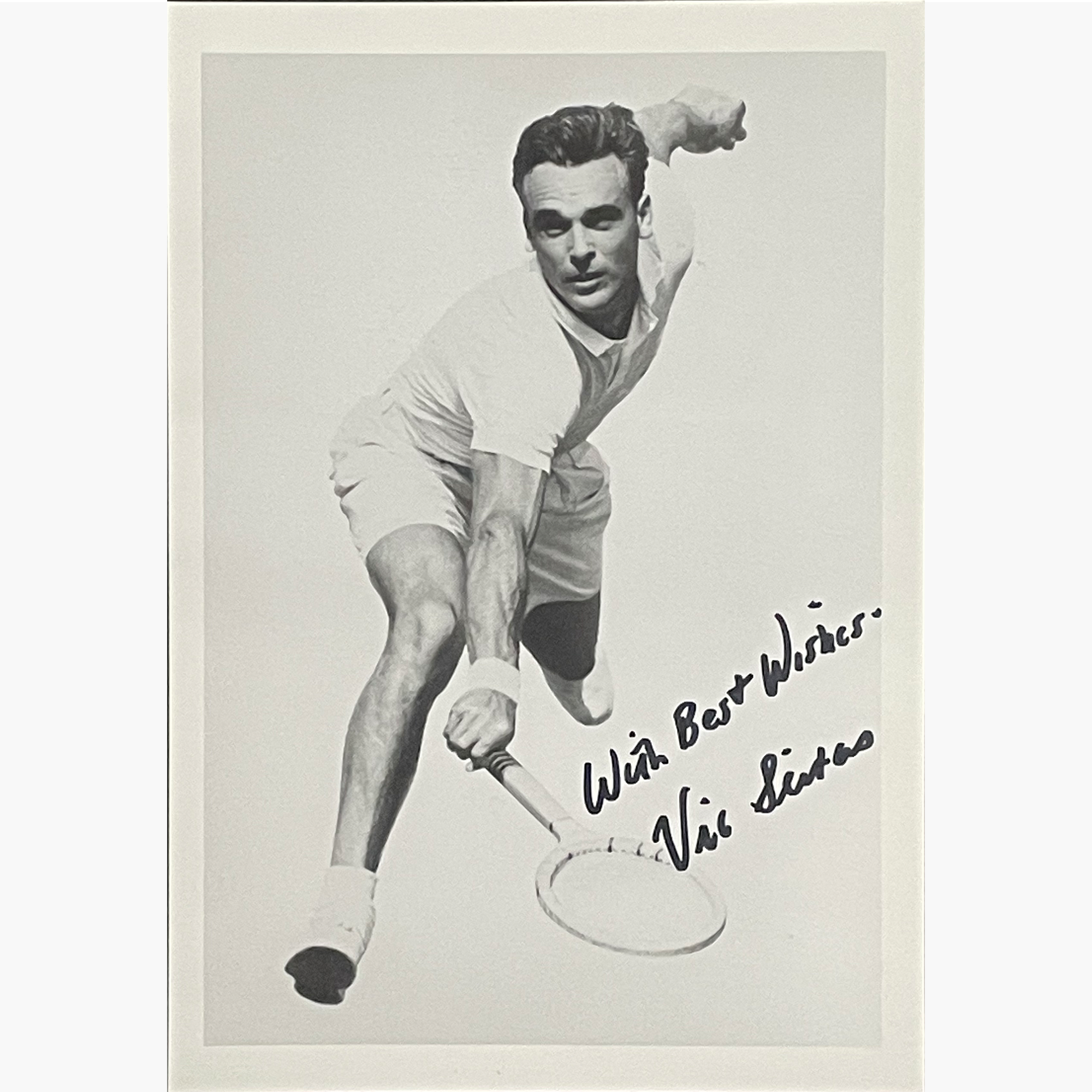 Vic Seixas - Signed 17.8cm x 12.3cm Black & White Action Photo