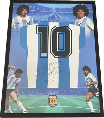 Diego Maradona Signed Framed Argentina 1986 World Cup Shirt