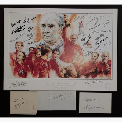 England 1966 World Cup Final Football Heritage Print – Signed by 22 Squad Members + Moore, Ramsey & Staff