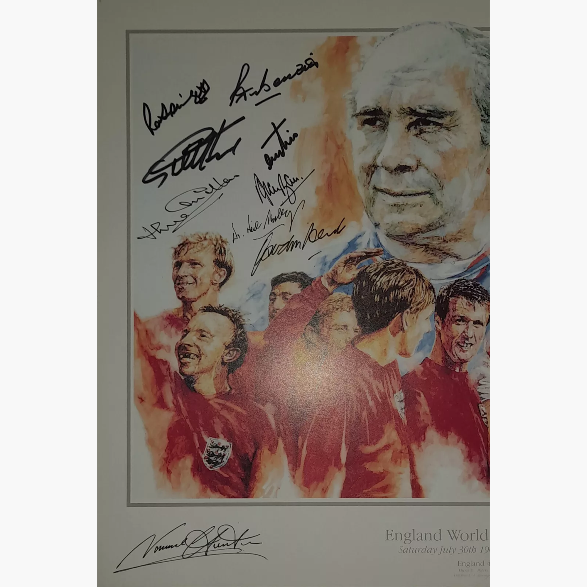 England 1966 World Cup Final Football Heritage Print – Signed by 22 Squad Members + Moore, Ramsey & Staff