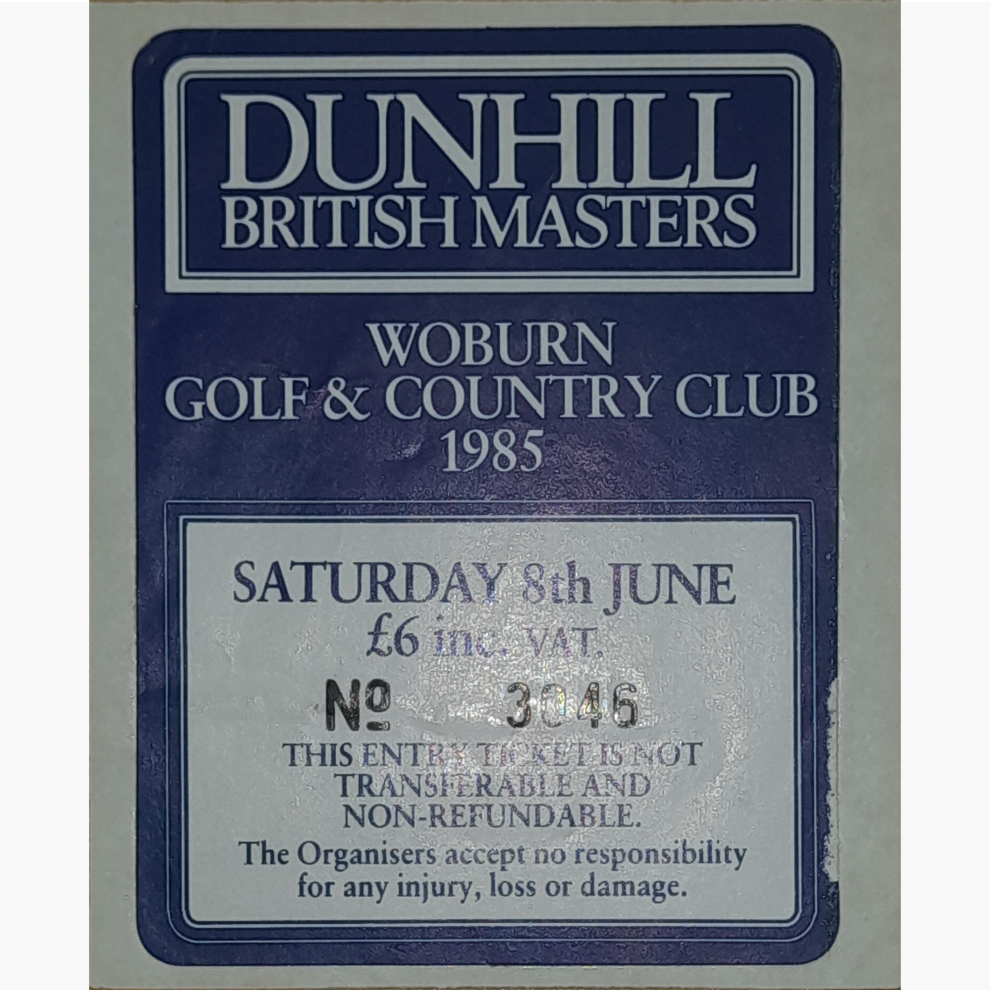 Seve Ballesteros – Hand-Signed 1985 Dunhill British Masters Ticket