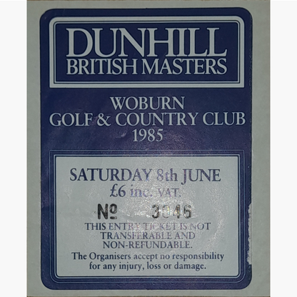 Seve Ballesteros – Hand-Signed 1985 Dunhill British Masters Ticket