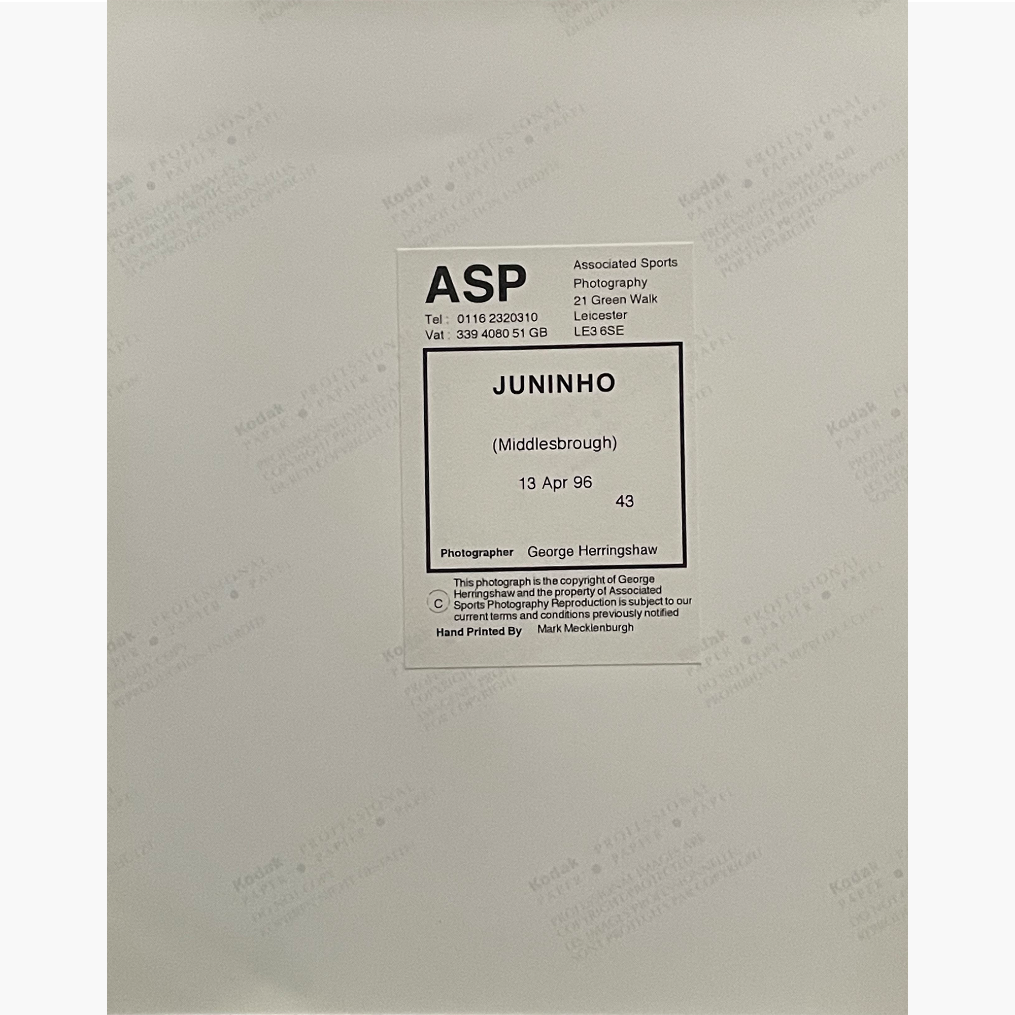 Juninho – Signed 25cm x 20cm Colour Action Press Photo
