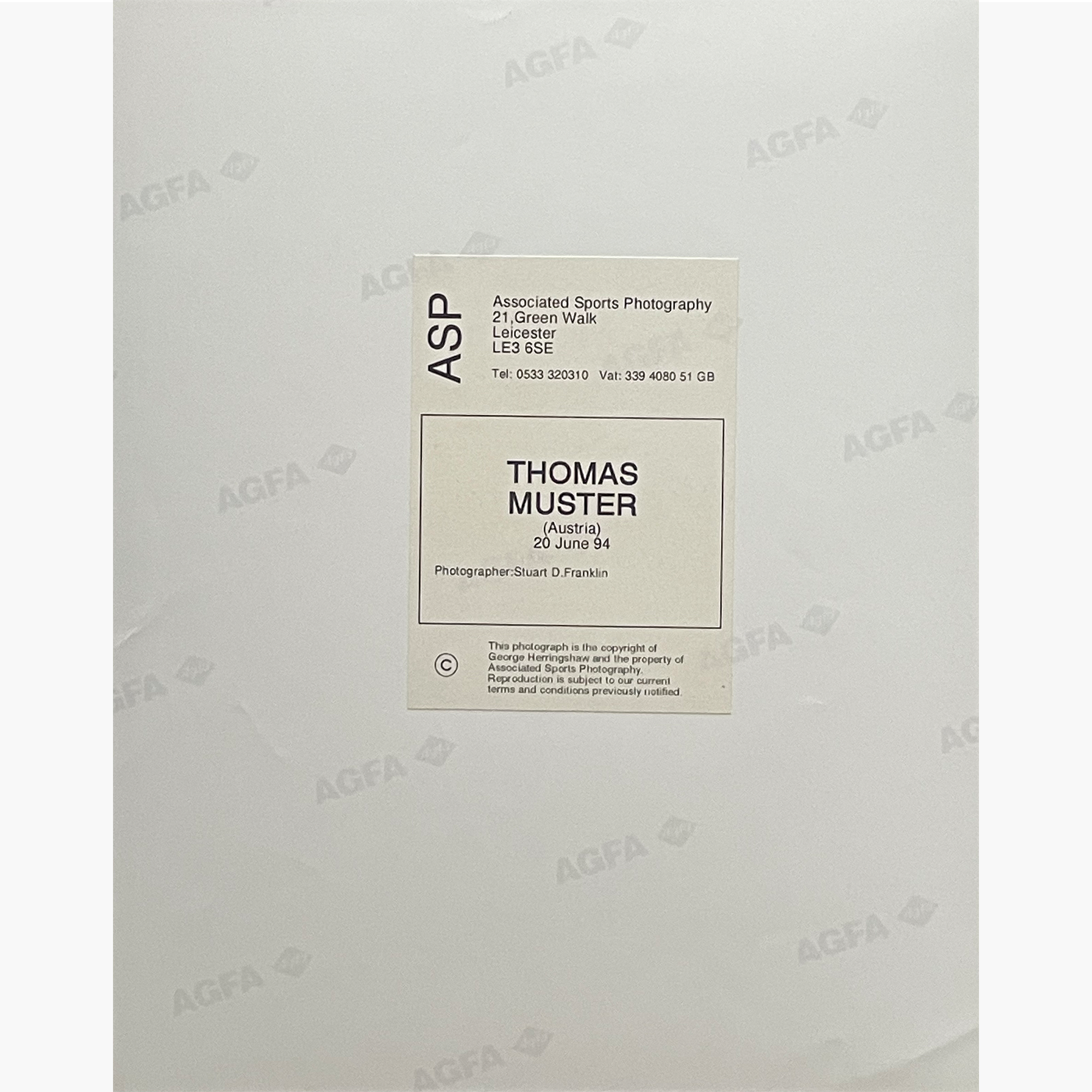 Thomas Muster - Signed 25.5cm x 20.5cm Colour Action Press Photo