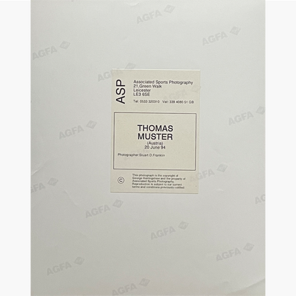 Thomas Muster - Signed 25.5cm x 20.5cm Colour Action Press Photo