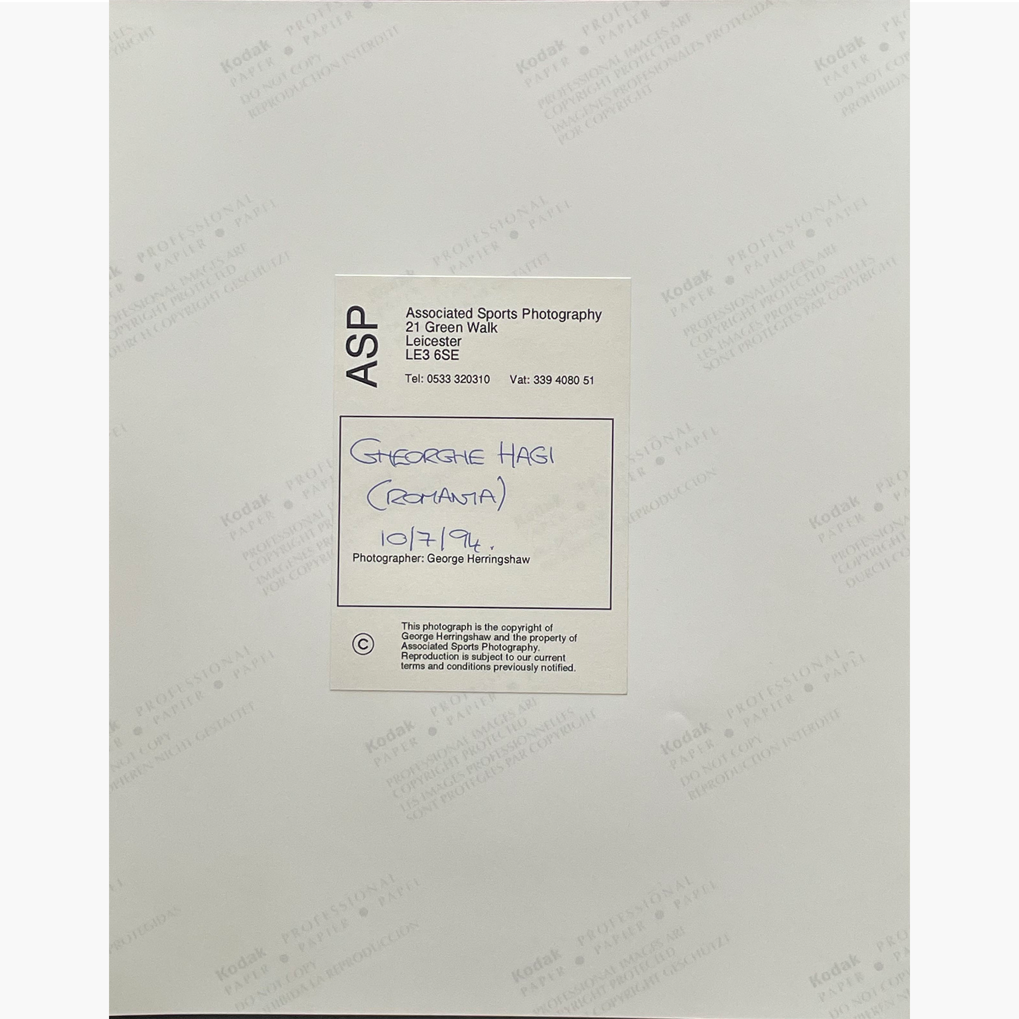 Gheorghe Hagi – Signed 25.5cm x 20.5cm Colour Action Press Photo