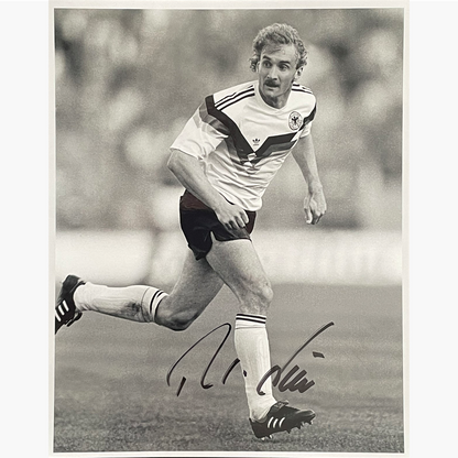 Rudi Voller – Signed 25.5cm x 20cm Black & White Action Press Photo