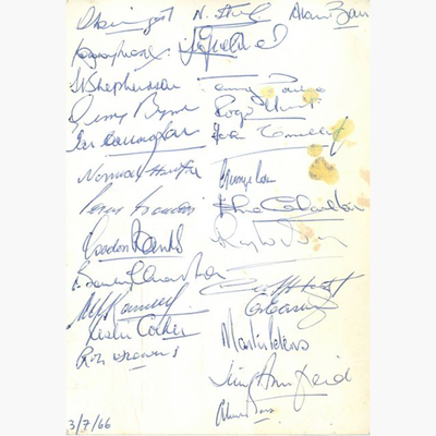 England 1966 World Cup – Player-Owned Signed Copenhagen Postcard – Full 22-Man Squad & Staff