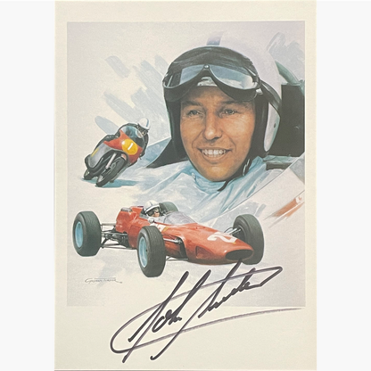 John Surtees – Signed 15cm x 10.89cm Colour Illustrated Card