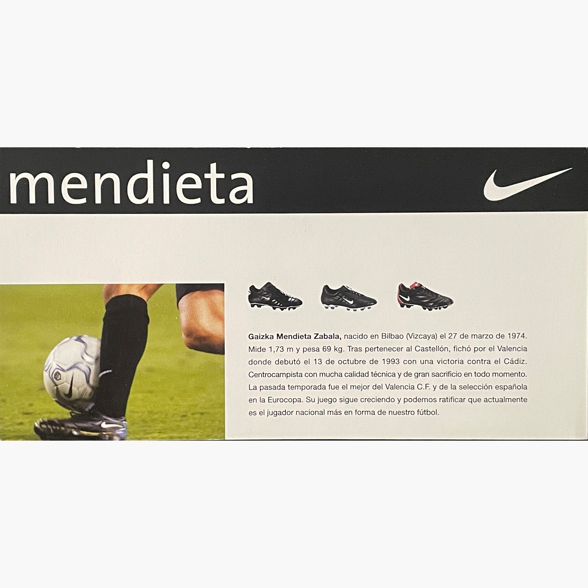 Gaizka Mendieta – Signed 20cm x 10cm Official Nike Sponsor Card