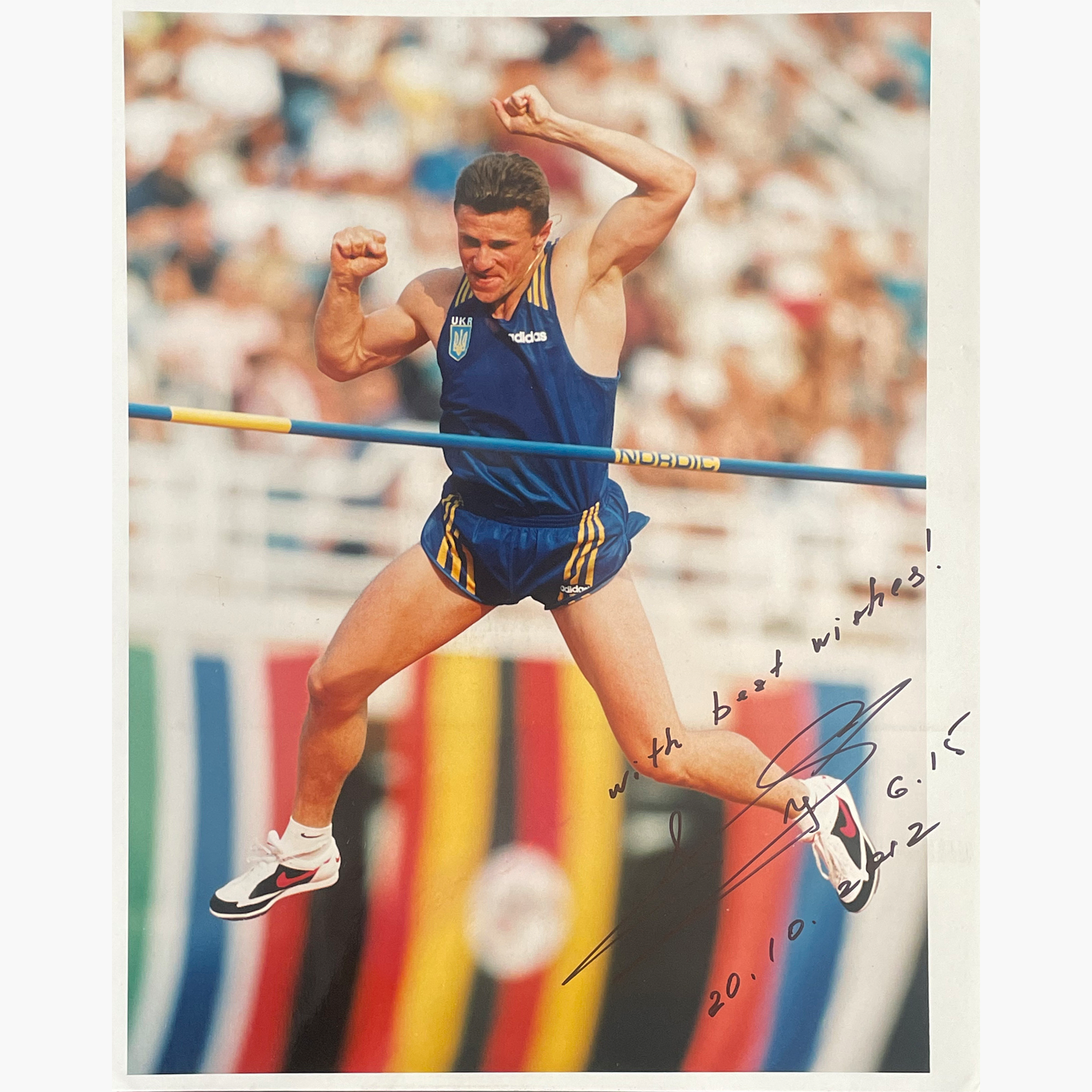 Sergey Bubka – Signed 25.2cm x 20.2cm Colour Action Press Photo