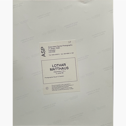Lothar Matthaus – Signed 25.5cm x 18.5cm Colour Action Press Photo