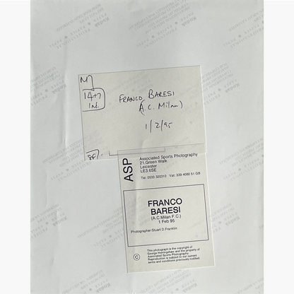 Franco Baresi - Signed 25.5cm x 18.5cm Colour Press Photo