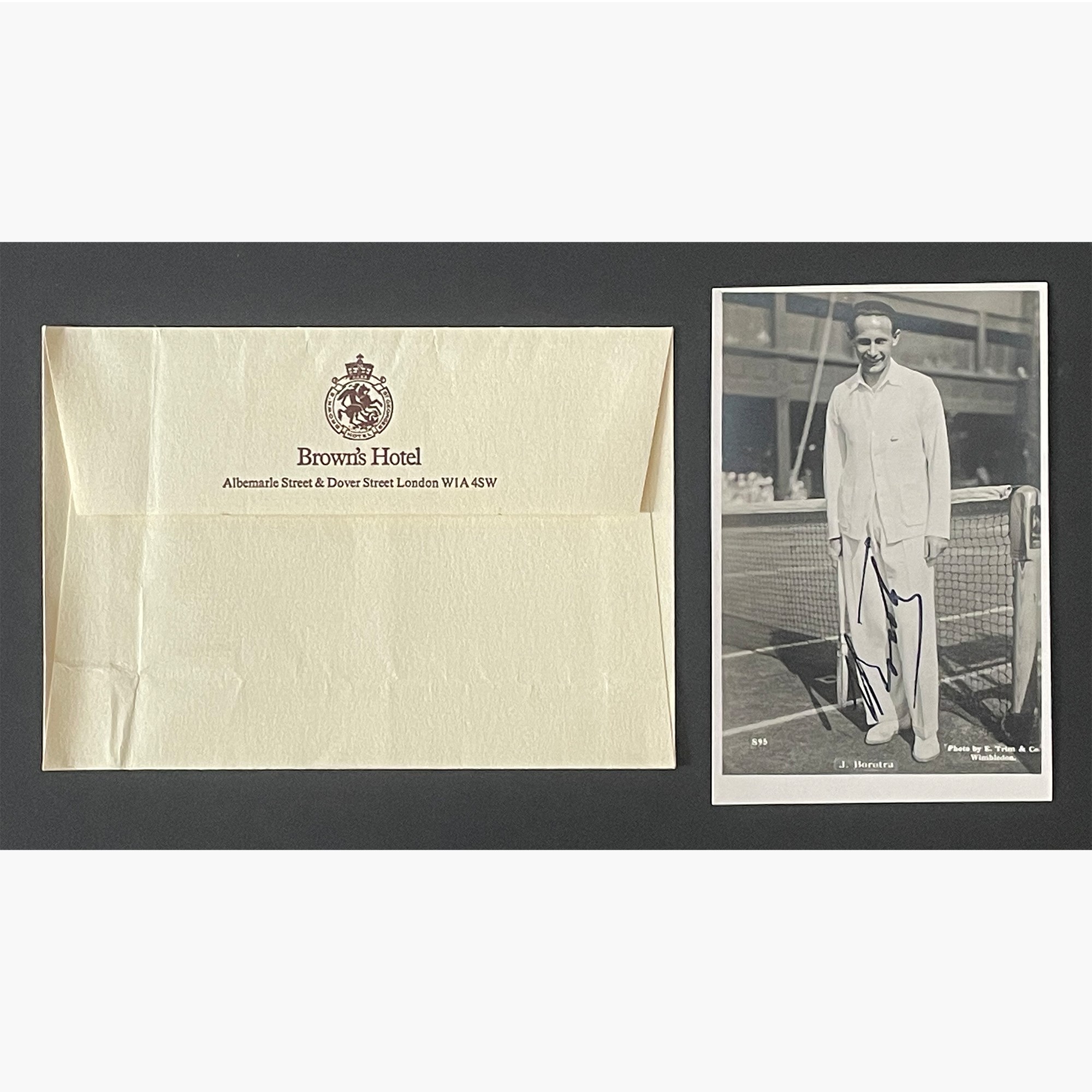 Jean Borotra - Signed 13.5cm x 8.7cm Black & White Postcard