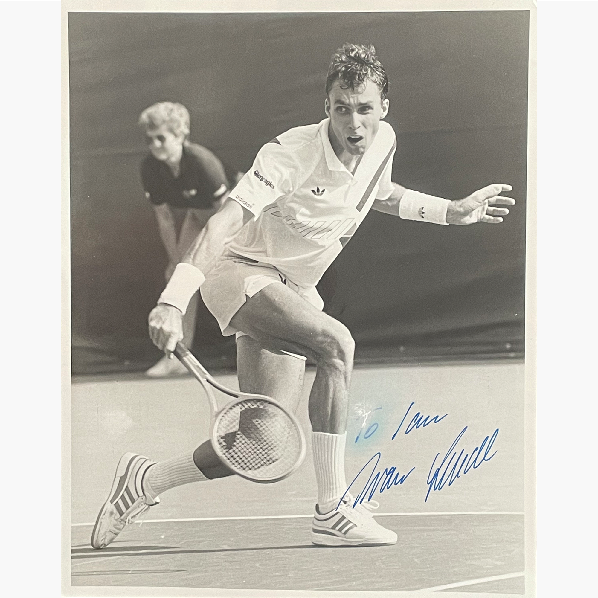 Ivan Lendl - Signed 25.5cm x 20.5cm Black & White Action Press Photo