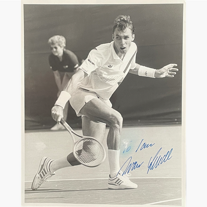 Ivan Lendl - Signed 25.5cm x 20.5cm Black & White Action Press Photo