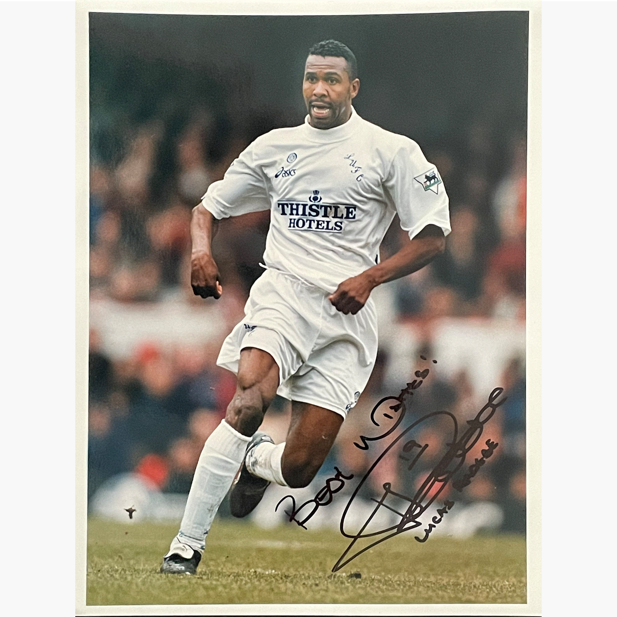 Lucas Radebe – Signed 25cm x 19.5cm Colour Action Press Photo