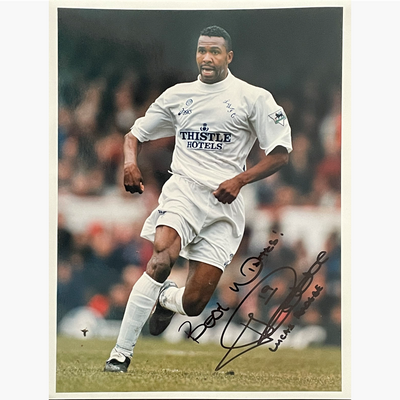 Lucas Radebe – Signed 25cm x 19.5cm Colour Action Press Photo